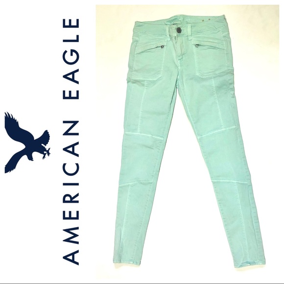AE American Eagle Mint Green Jeggings Super Stretch 2 - Picture 1 of 14
